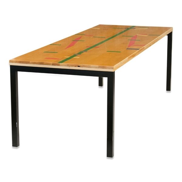 Konferencebord. Genbrugsgulvplanker Med Sort Stel. Brugte Møbler