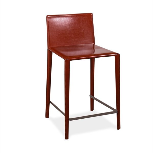 Arper. Norma. Barstol. Rødligt Læder 62 Cm Høj. Brugte Møbler