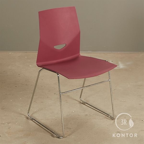 Four Design Four Design Konferencestol Mørkerød Plastic, Krom Meder. Brugte Møbler