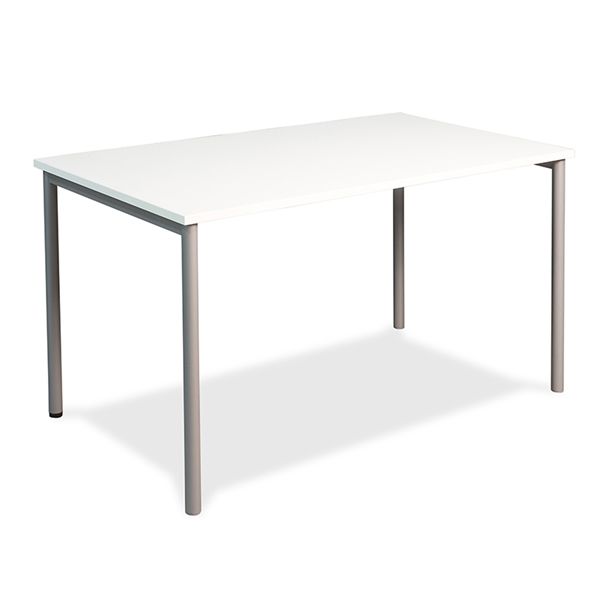 Ergomade Kantinebord. 140X80. Hvid Laminat. Gråt Stel