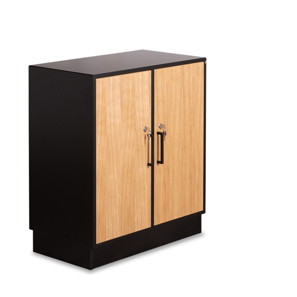 3R_kontor Kontorskab. Cube. Sort Laminat M. Eg Låger Og Bagbeklædning. Lås M. 2 Nøgler. Kontorskabe