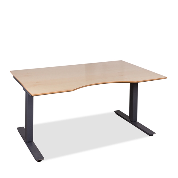 Hæve Sænkebord. Brugt Gråt Stel. Ny Bordplade Ahorn Med Centerbue. 140 X 90.