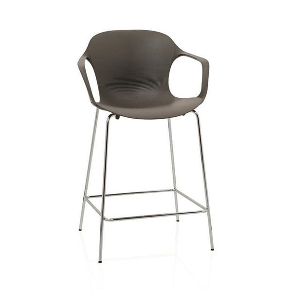 Fritz Hansen Nap Lav Barstol. Armlæn. Højde 64 Cm. Forkromet Stel.