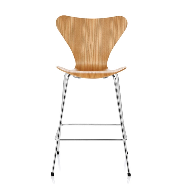 Fritz Hansen Serie 7 Stol. Lav Barstol. Skalstol. - Natur Finér Barstole