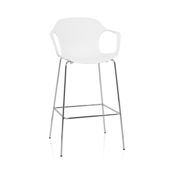 Fritz Hansen Nap Høj Barstol. Armlæn. Højde 76 Cm. Forkromet Stel. Barstole